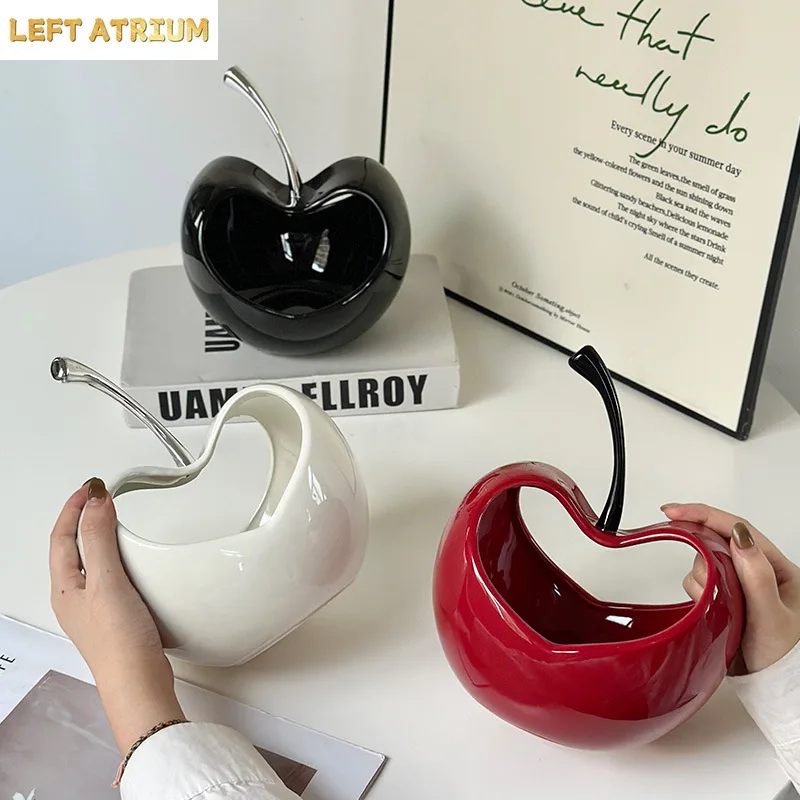 Creative Three-dimensional Apple Ceramic Storage Tray Countertop Ornament Modern Delicate Fruit Apple Shape Fruit Plate Decor