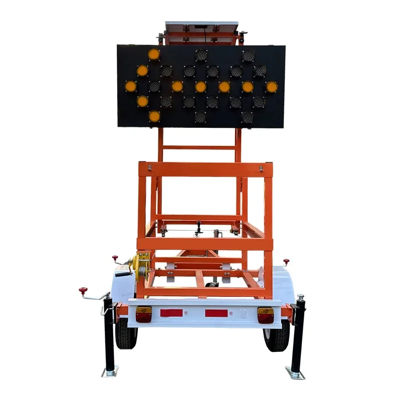 Solar trailer mobile traction folding road construction traffic arrow guide light sign car