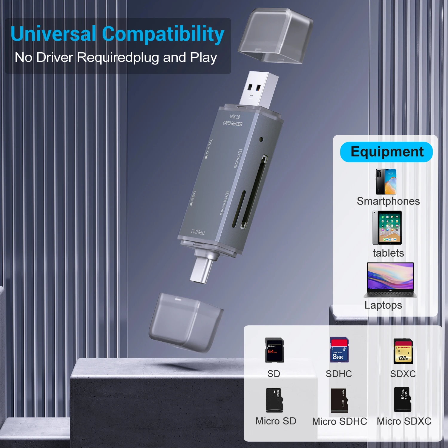 PCONEQE Card Reader USB C+A Joint Suitable For SD3.0/TF3.0/USB-A+C Ports Adapter for Laptop Computer Smart Memory Cardreader