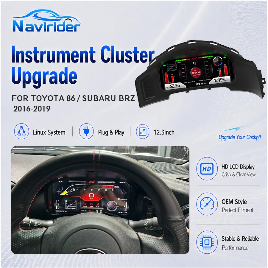 

12.3" Car Digital Cluster For Toyota 86 Subaru BRZ 2016-2019 Virtual Cockpit Dashboard LCD Instrument Panel GPS Speedometer