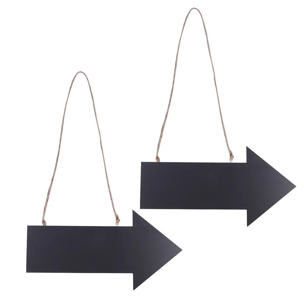 2pcs Wooden Arrow Chalkboard Sign with Twine Hanging Chalkboard Housewarming Gift (Black) hanging plaque
