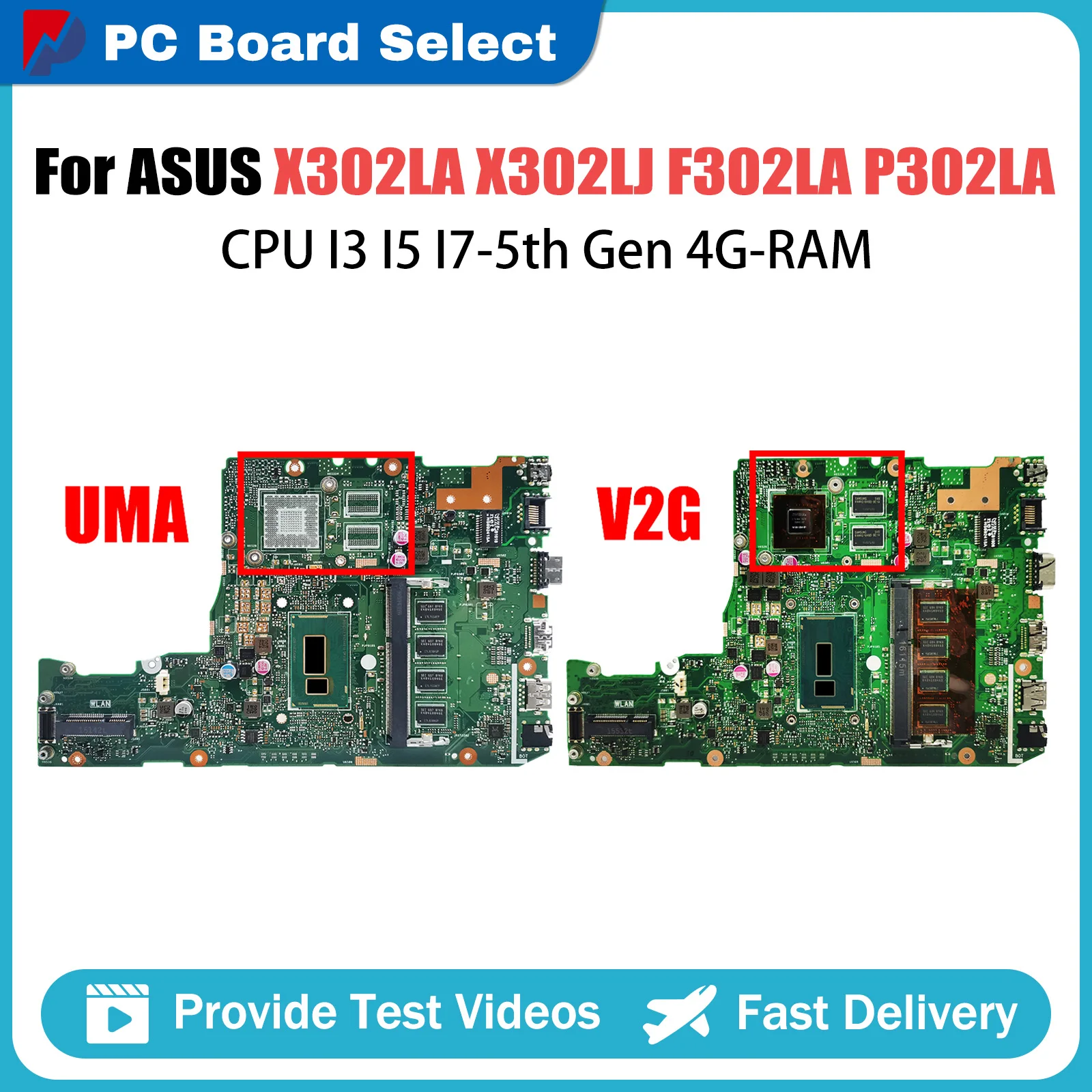 X302LA Laptop Motherboard For ASUS X302LJ F302LA P302LA F302LJ P302LJ Notebook Mainboard CPU I3 I5 I7-5th Gen 4G-RAM