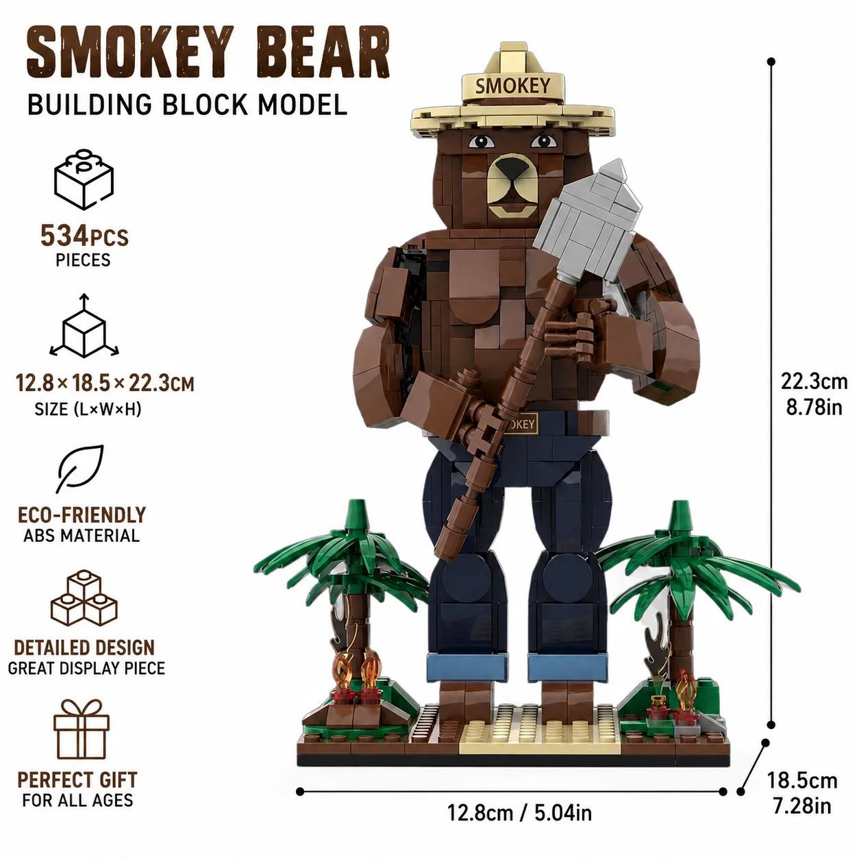 MOC Forest Guard Muscular Bear Building Blocks Shovel Ornament DIY Action Figure Bricks Model Adult Gift Home Decor - view 2
