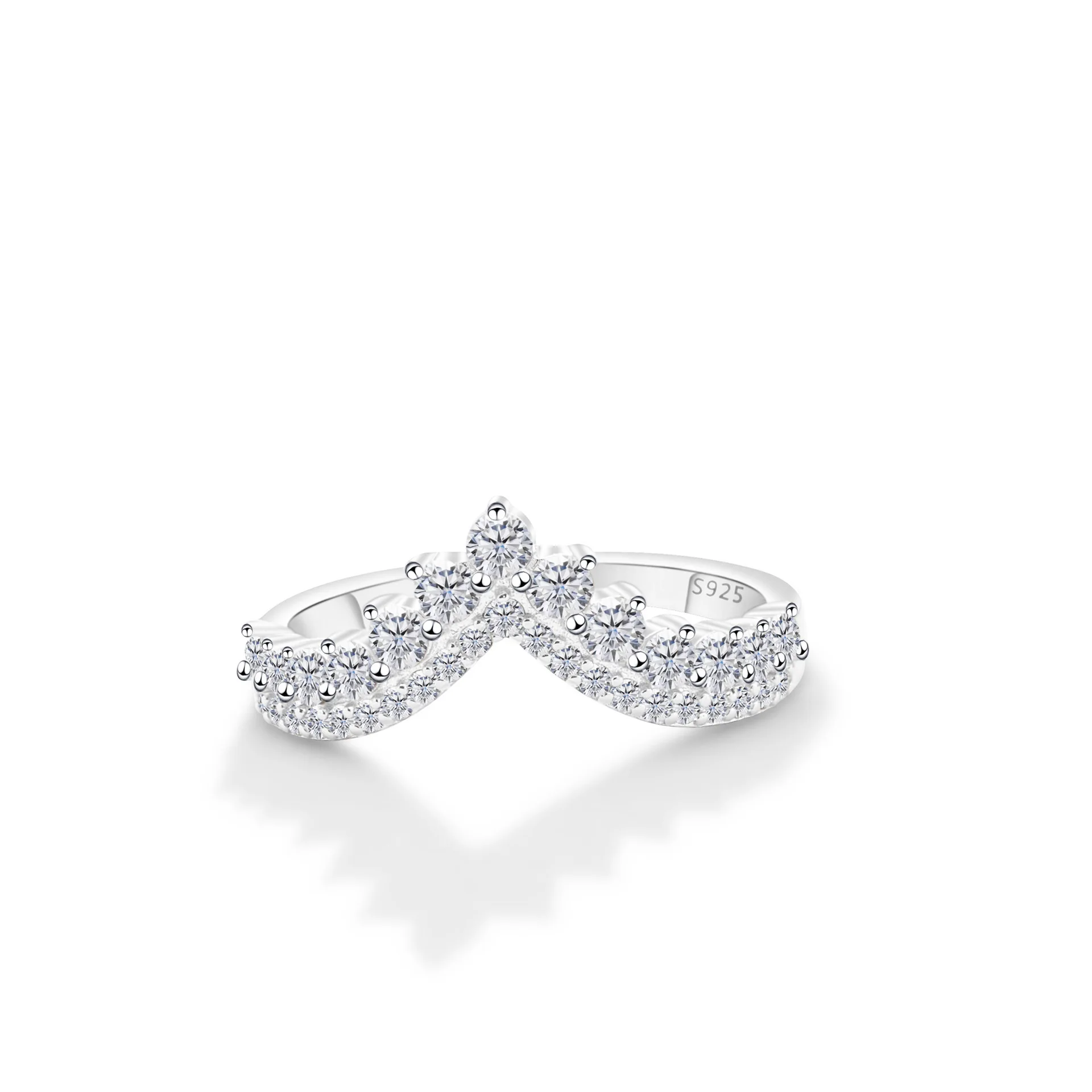 

Butterflykiss S925 Sterling Silver Rings For Men Women Full Moissanite Crown Wedding Anniversary Gift Classic Trendy Jewelry GRA