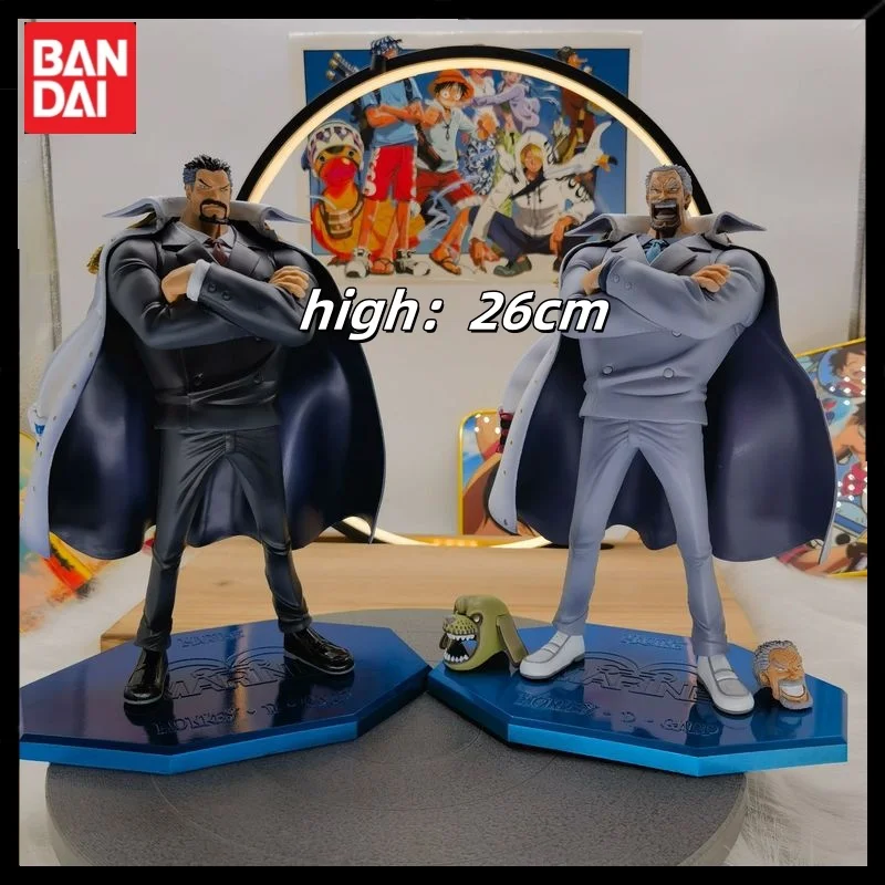 New 26cm Bandai One Piece Anime Figure Black And White Hero Monkey D.Garp Action Model Pvc Desktop Ornaments Decoration Toy Gift