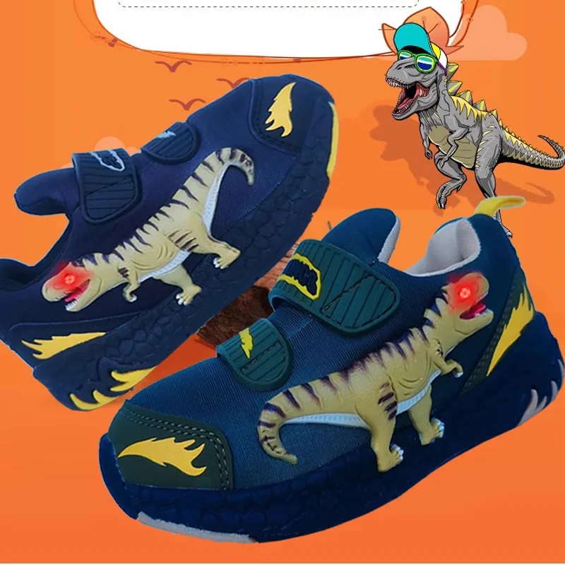 Children\'s shoes dinosaur shoes Spring and autumn new dinosaur children light mesh ventilation casual boy baby white shoes