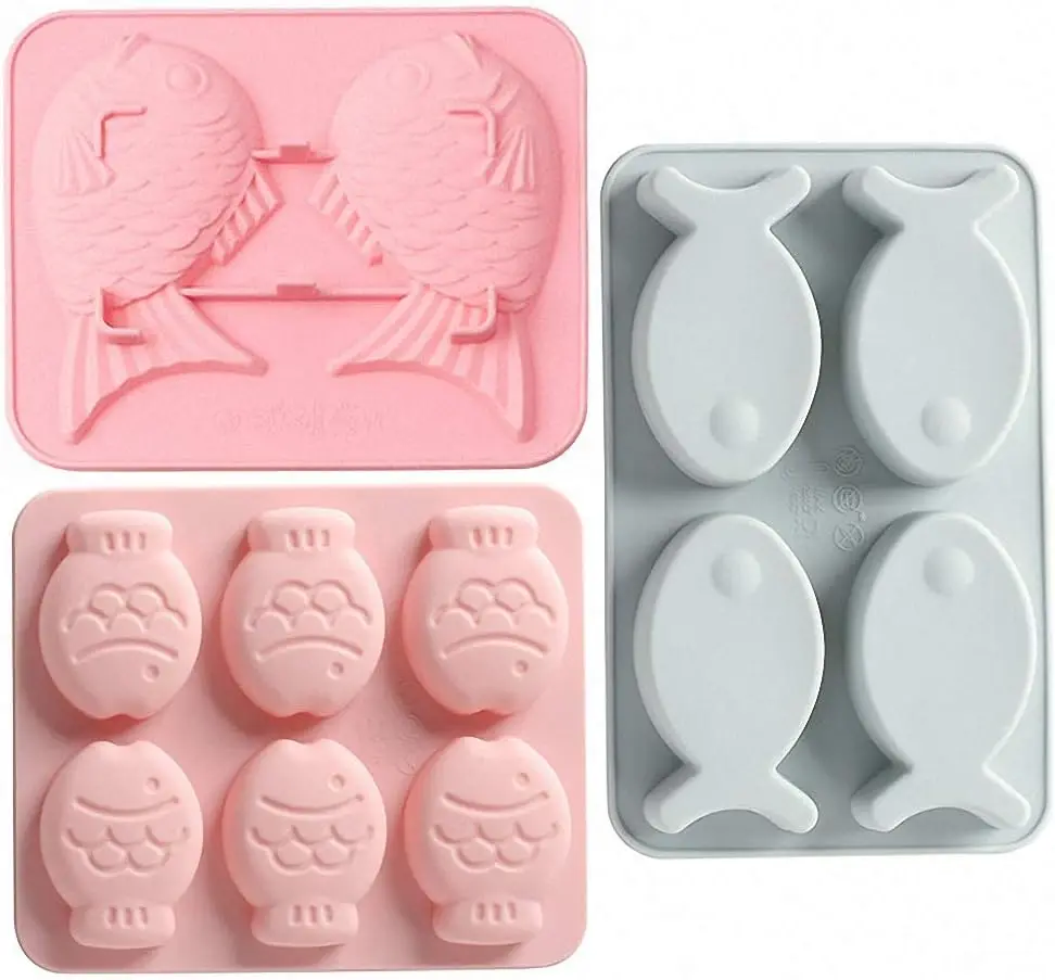 

3 Pack Fish Shaped Silicone Molds for Chocolate Candy Gummy Fondant Gelatin Jello Jelly Baking Cake Decoration Accessories