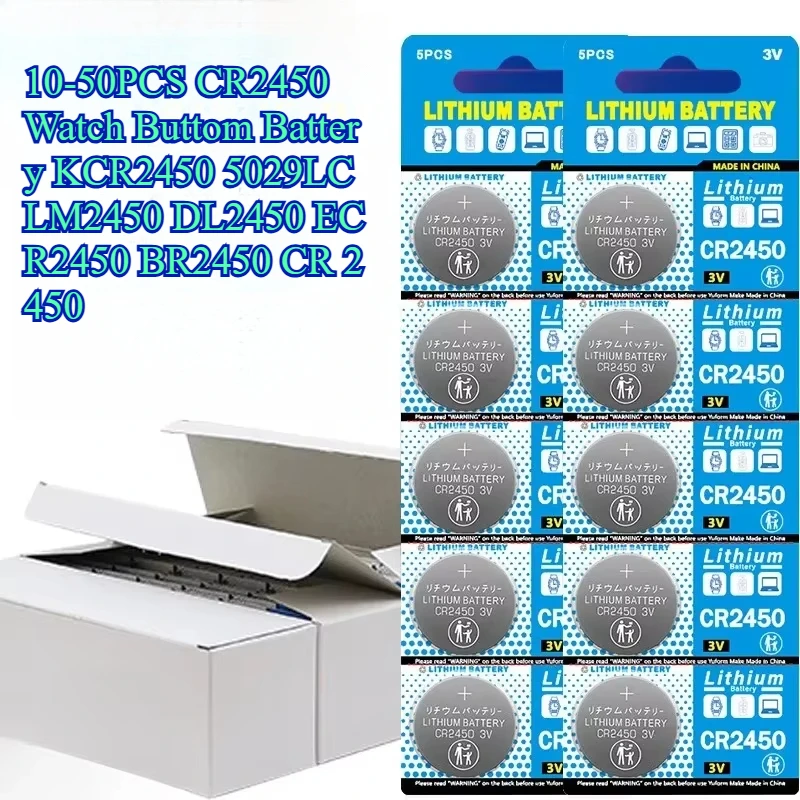 

10-50PCS CR2450 Watch Buttom Battery KCR2450 5029LC LM2450 DL2450 ECR2450 BR2450 CR 2450 3V 600mAh Lithium Coin Cell Batteries