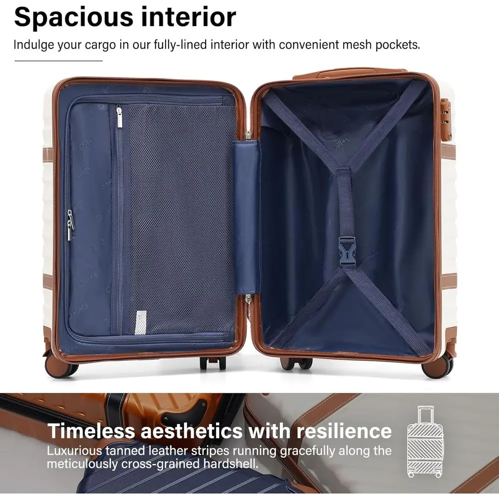 Compact Hardshell Spinner Suitcase with TSA Lock, Telescopic Handle for Carry-On Travel