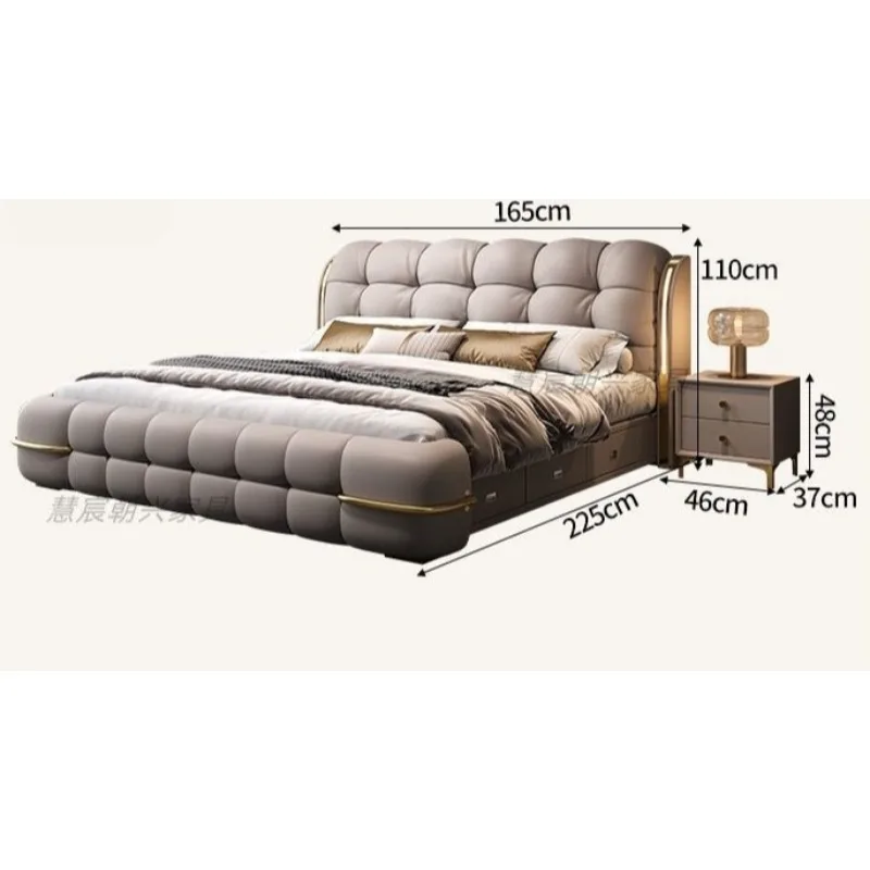 سرير تخزين اللوح الأمامي منجد مزدوج الحد الأدنى سرير نوم فاخر فريد من نوعه Muebles Para Dormitorio ملحقات أثاث #5