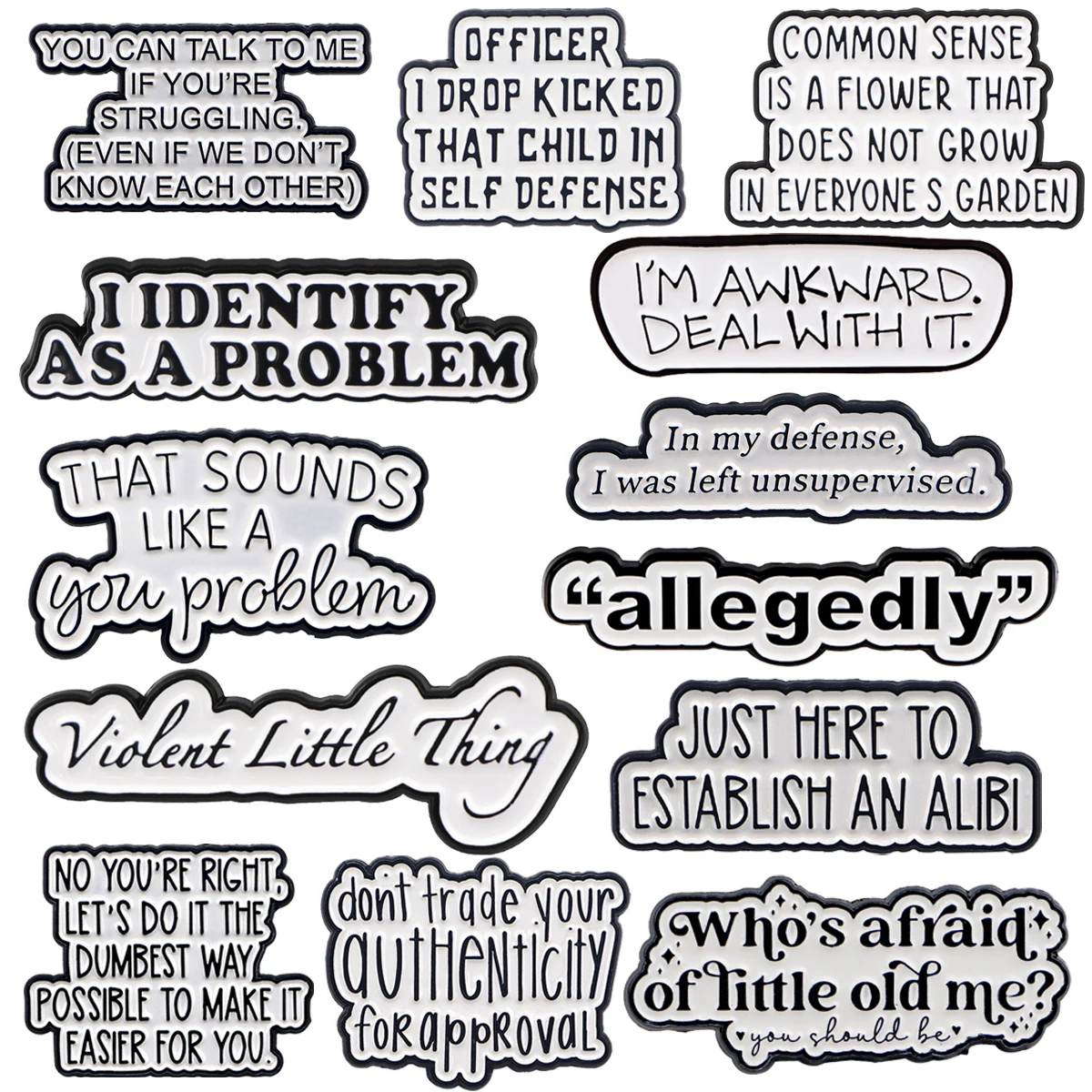 مضحك يقتبس المينا دبوس رسائل بروش الصنوبر التلبيب شارة بدبابيس على ظهره زي الاكسسوارات مجوهرات إبداعية أصدقاء الهدايا #1