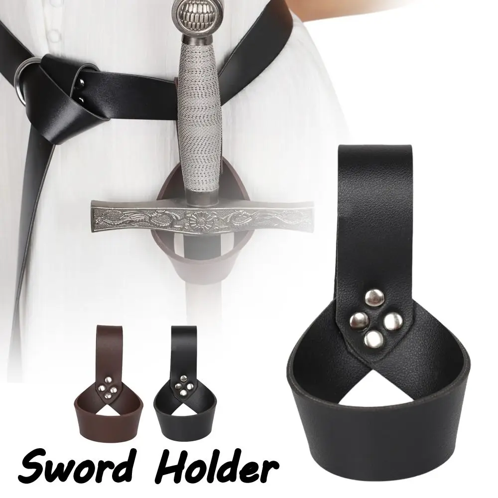 Vintage Sleeve Rapier Ring Strap Medieval Sword Holder Sheath Retro Style Scabbard Waist Belt For Cosplay Stage Party Pirate Men