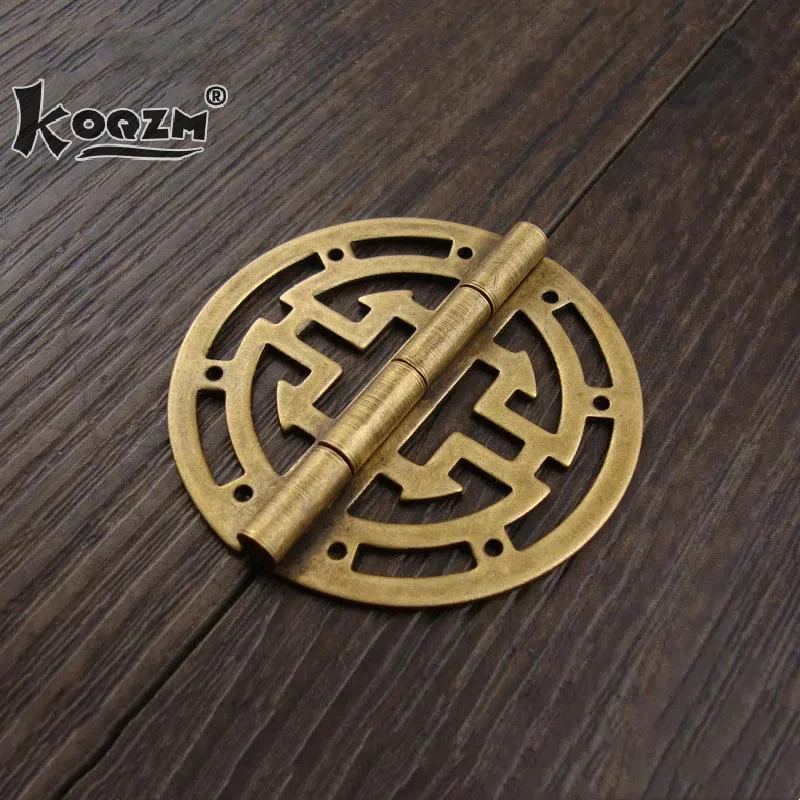 2Pcs Vintage Brass Hinges With Screws Hollow Pattern Old Chinese Retro Decor Wood Jewelry Box Wine Case Cabinet Parts