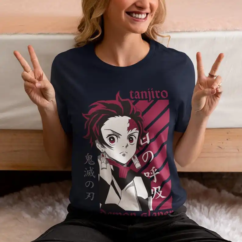 Anime Demon Hunter Unisex T-shirt - Japanese Manga Art, Feudal Japan Aesthetic, Traditional Samurai, Historical Era, Water Breat