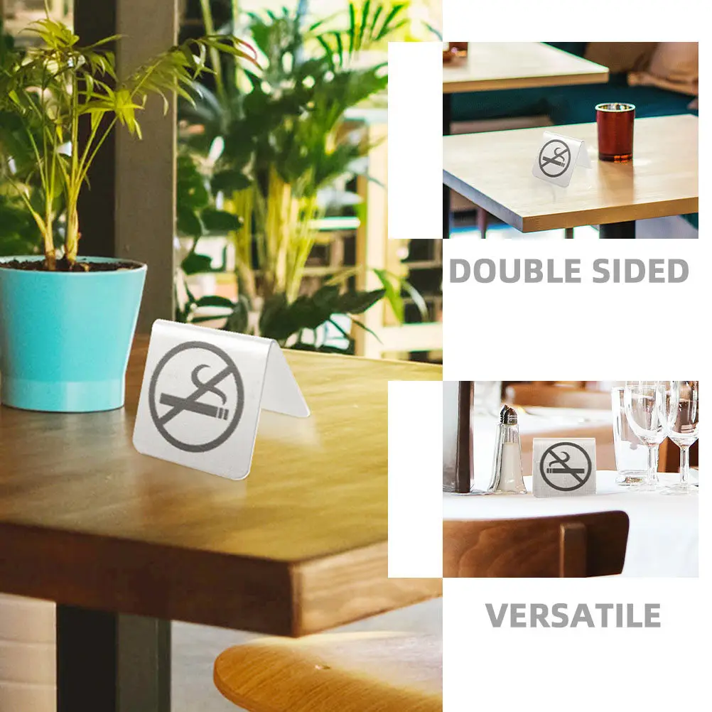3Pcs Table Sign Desk Warning Signs For School Office Stainless Steel Double Sided Clear Message