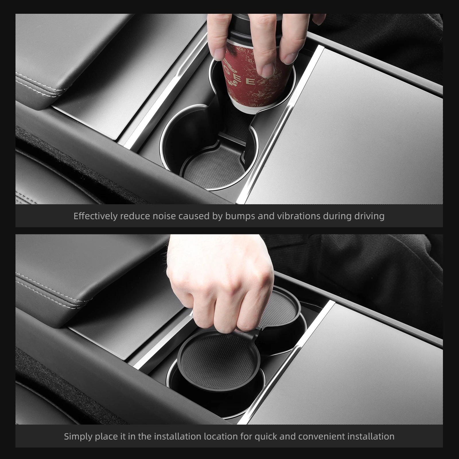 LUCKEASY Cup Pad für Tesla Model Y Launch 2025, Juniper Center Console Cup Coaster, Rückenreihe, rutschfestes Cup Pad, Zubehör, TPU – Detail 6