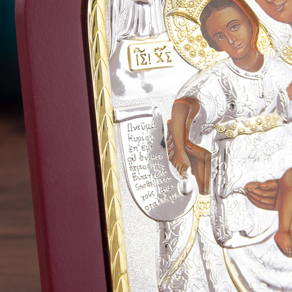 HTISOK Orthodox Mary with Jesus Icon Byzantine Sacred Art Handcrafted Altar Piece Christian Religious Devotional Collectible