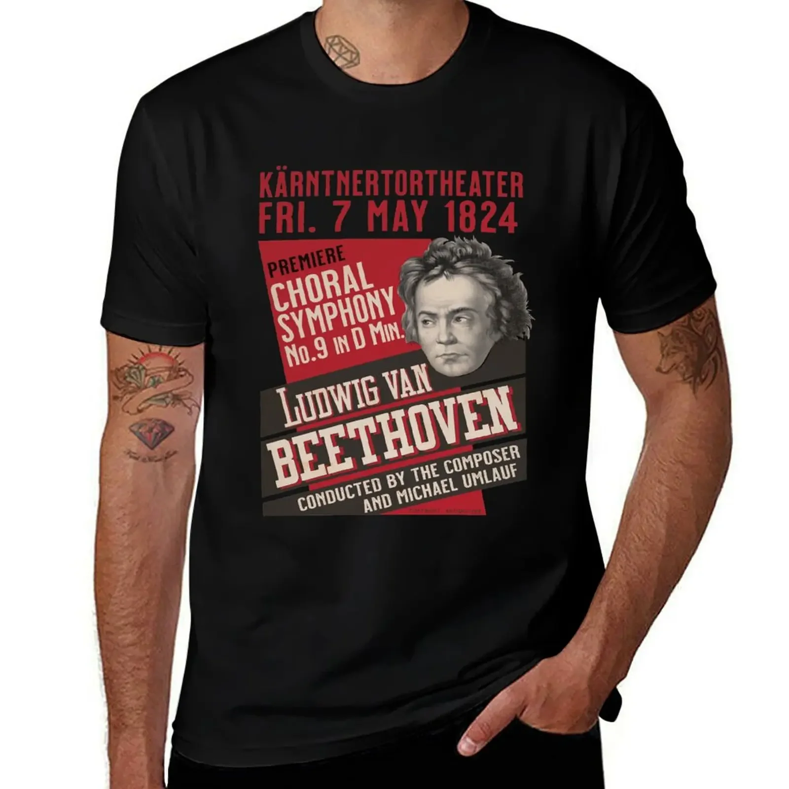 Beethoven NINTH SYMPHONY Premiere Poster/1824 T-Shirt blacks Aesthetic clothing anime graphic t shirt vintage sweat shirts, men