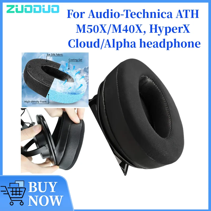 

ZUODUO Ice Gel Ear Pads For Audio-Technica ATH M50X/M40X, HyperX Cloud/Alpha Headphone Earpads Leather Foam Sponge Earmuffs