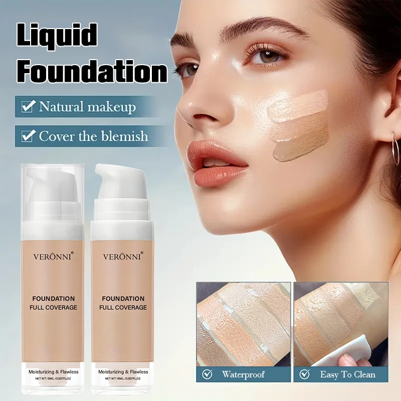 Liquid Foundation Matte Pro Flawless Concealer 15ml Waterproof Sweat-resistant Makeup Face Cosmetics for Dark Circles,Blemishes