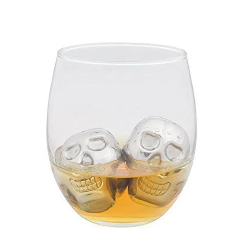 Stainless Steel Skull Ice Cube Drink Beer Cooler For Bar Cocktails Cooling Whiskey Stone 1pcs Household Party Freezing Ice cube