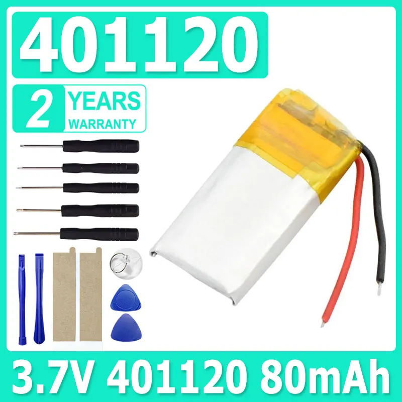 

3.7V Lipo Cells 401120 80mah Lithium Polymer Rechargeable Battery for MP3 MP4 GPS Bluetooth Speaker Headset Selfie Stick