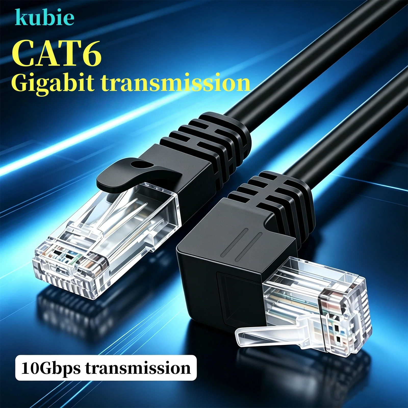Kubie Cat6a RJ45 90 Degree Angle Ethernet Cable Slim Patch Cord Lan Cable UTP RJ 45 for Patch Panel to Switch Flexible