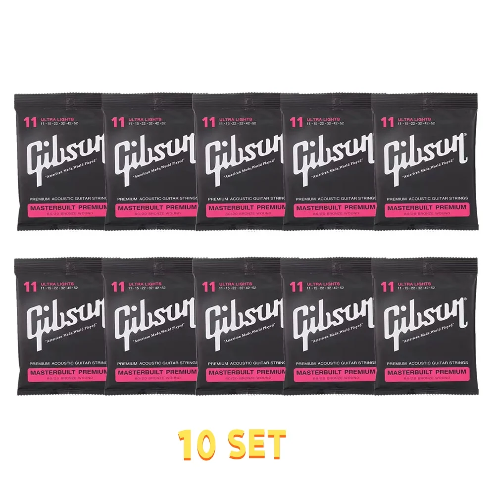 Gibson 10 Set Acoustic Guitar String Set 80/20 Bronze Guitar Beginner Rust-Proof Folk Soundtrack Instrument Electric Accessories