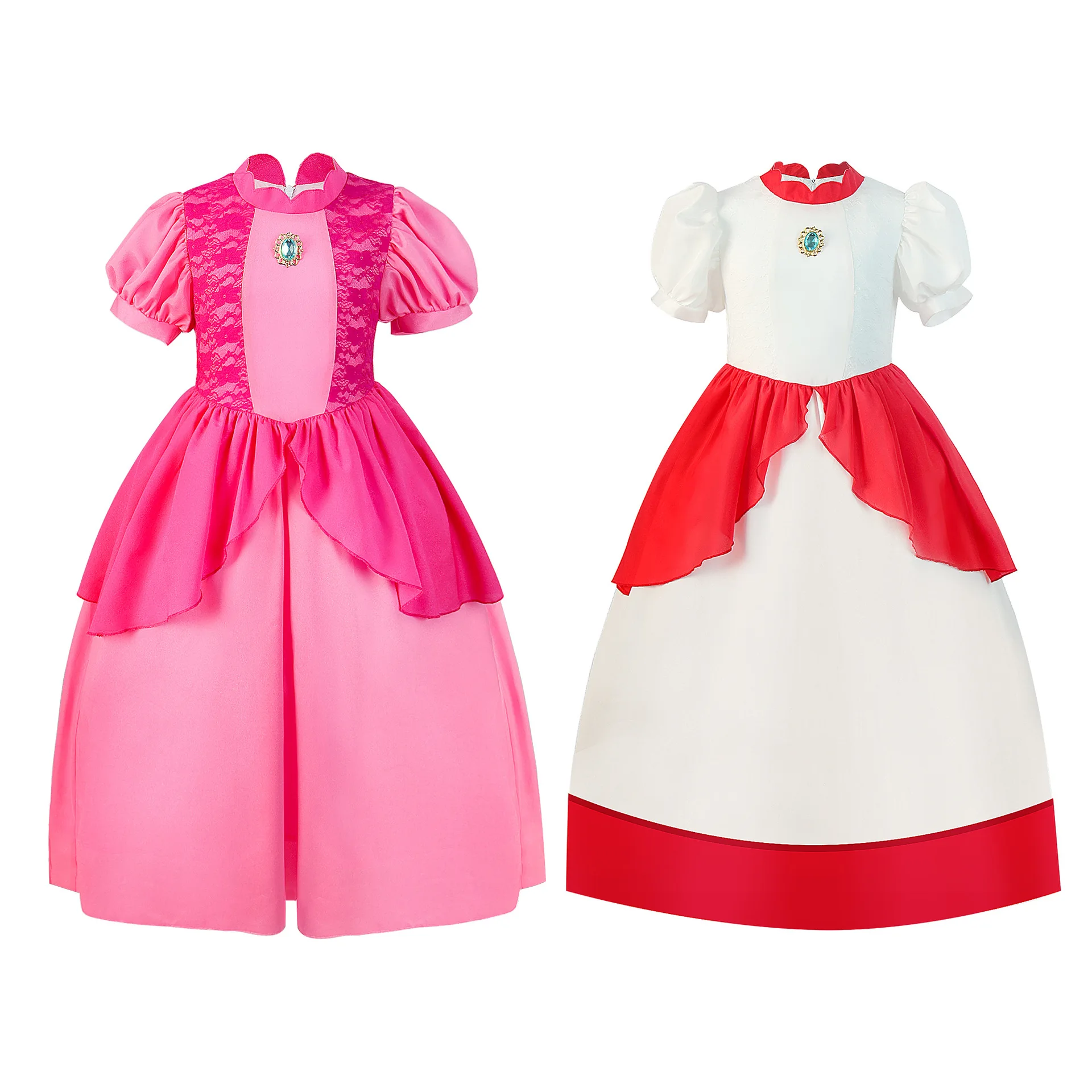 Girl Rosalina Peach Princess Dress for Kids Adults Pink Disguise Daisy Cosplay Clothing Birthday Vestido Halloween Carnival Suit