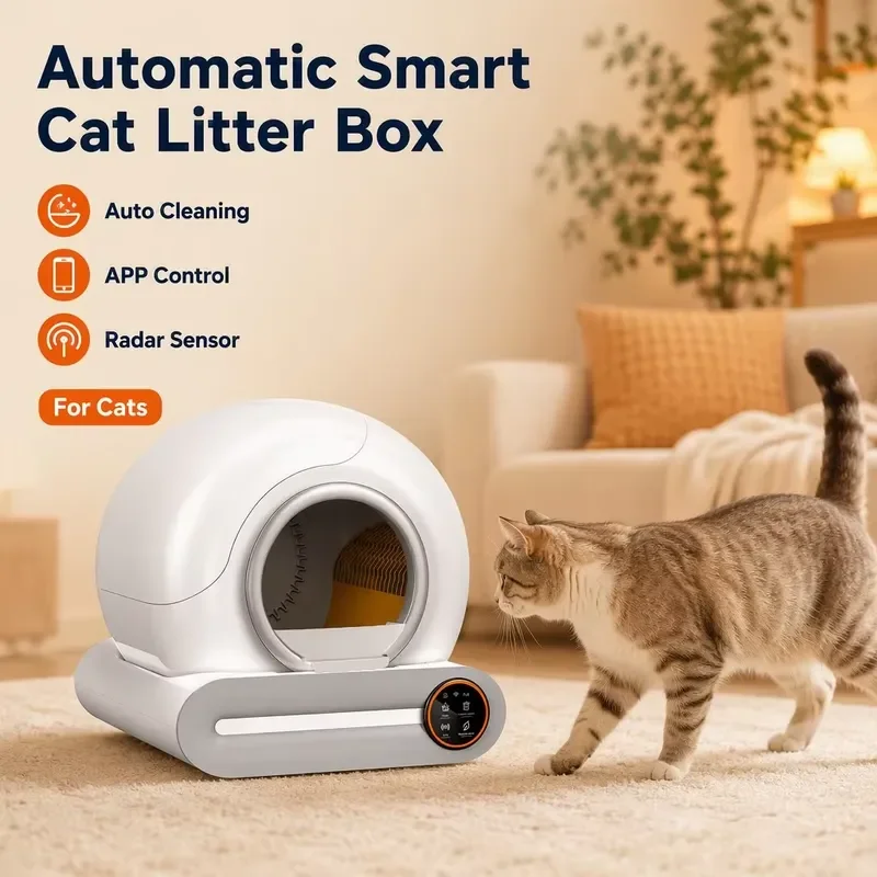 Smart WiFi Cat Litter Box 65L Large Capacity Automatic Self Cleaning Deodorizing Pet Toilet with App Control for Multiple