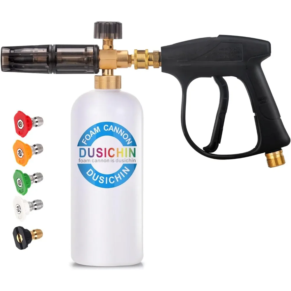 

DUSICHIN DUS-018 Пенопластовая пушка с наконечником для мойки высокого давления, пистолет-распылитель 3000 фунтов на квадратный дюйм, струйная мойка, детализация автомобиля