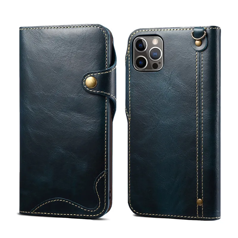 Luxury Genuine Leather Business Case for iPhone XS Max XR 7 8 6S SE Shockproof Wallet Cover For iPhone 15 14 13 12 Pro Max Plus