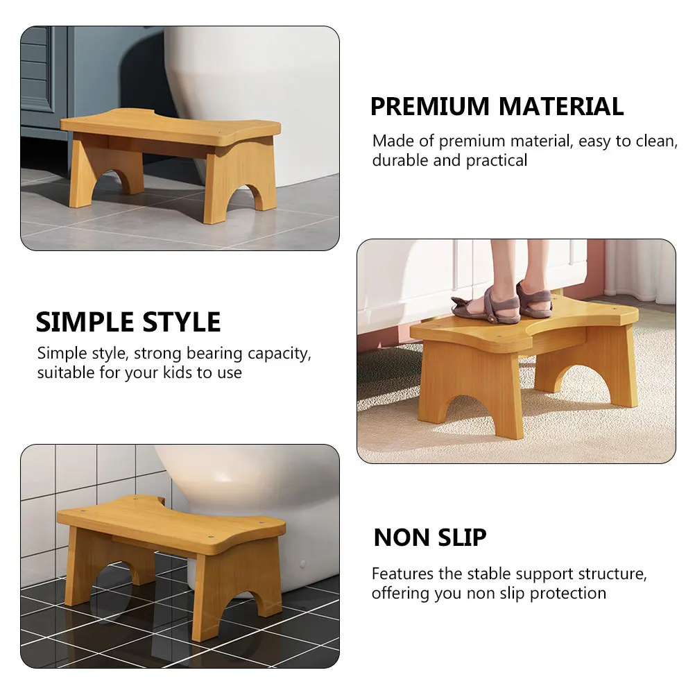 

1Pcs Wooden Toilet Footstool Stable Household Step Stool Bathroom Children Non-Slip Compact Design Bathroom Footstool