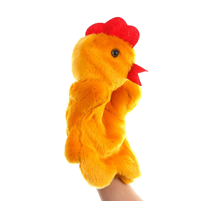 Chick Chicken Hand Puppet Zodiac Cock Hen Stuffed Animal Glove Educational Kids Preschool Learning Role Play Muppet Plush Toys