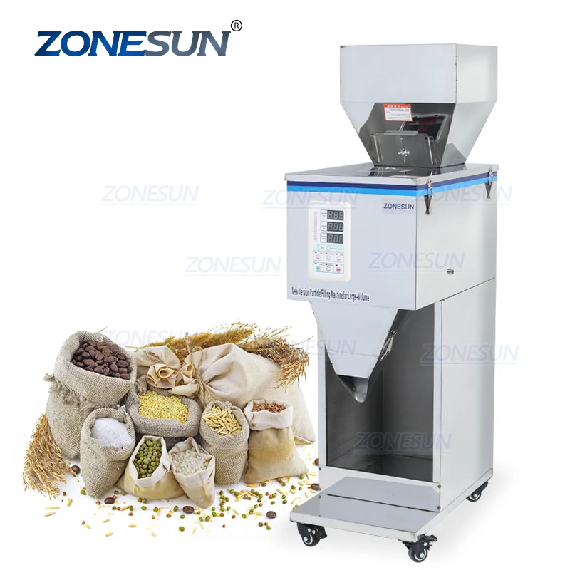 

ZONESUN 10-999g Coffee Beans Dry Spice Weight Filling Machine Nuts Grain Or Powder Packing Machine Supply