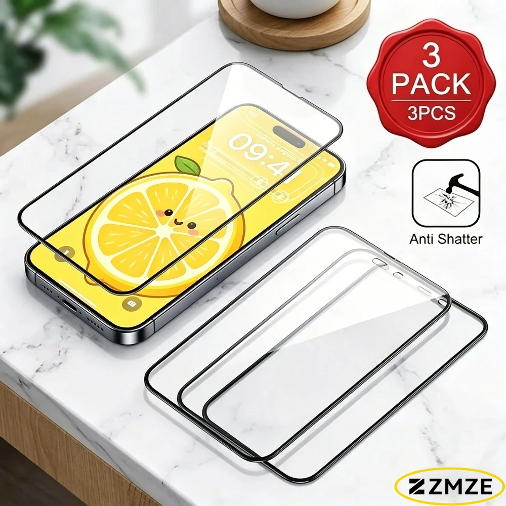 

3Pcs Ultra Clear Screen Protector for iPhone 17 16 Pro Max Air 15 14 Pro Tempered Glass for iPhone 17e 16e 15 Plus 13 12 11 Pro