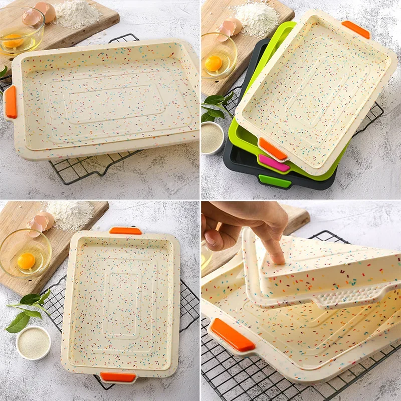 Square Silicone Baking Tray Pan Mold Pan Bread Cake Mold Bakeware Mould DIY Pan Form High Temperature Resistant Cake Tool