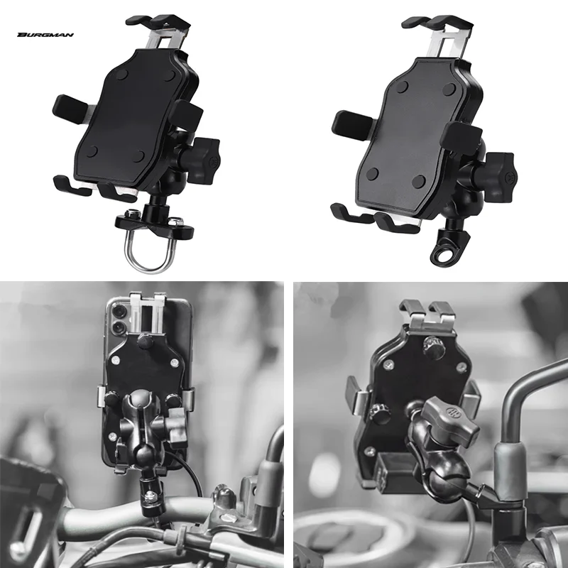 For SUZUKI Burgman 400 650 125 AN400 AN650 AN SKYWAVE 400 Motorcycle CNC Handlebar Mobile Phone Holder GPS bracket