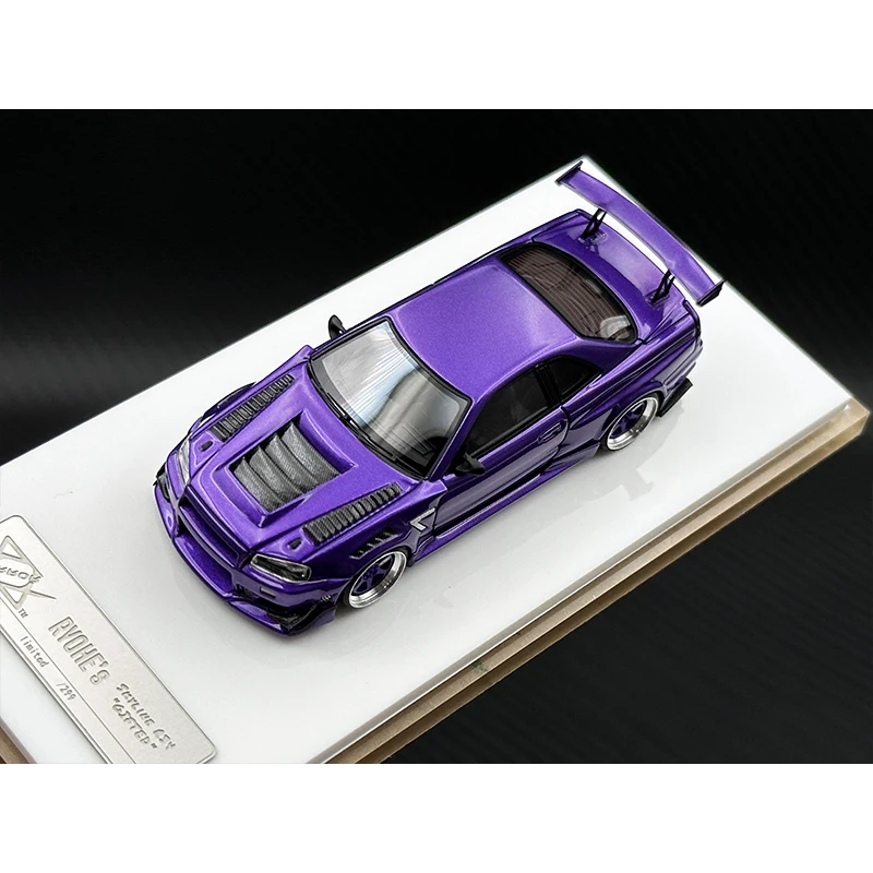 Modèle de voiture en résine Skyline GTR R34 Z Tune, 404 courageux, en stock, 1:64