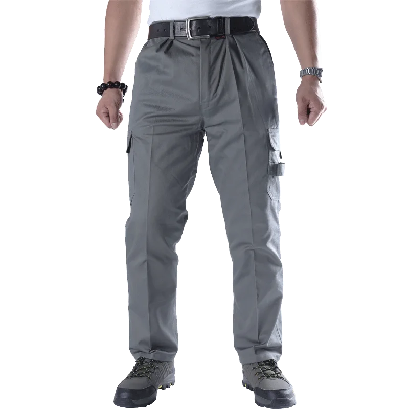 Primavera outono calças de trabalho masculinas multi-ket durável calças casuais soltas resistentes à sujeira proteção do trabalho calças compridas