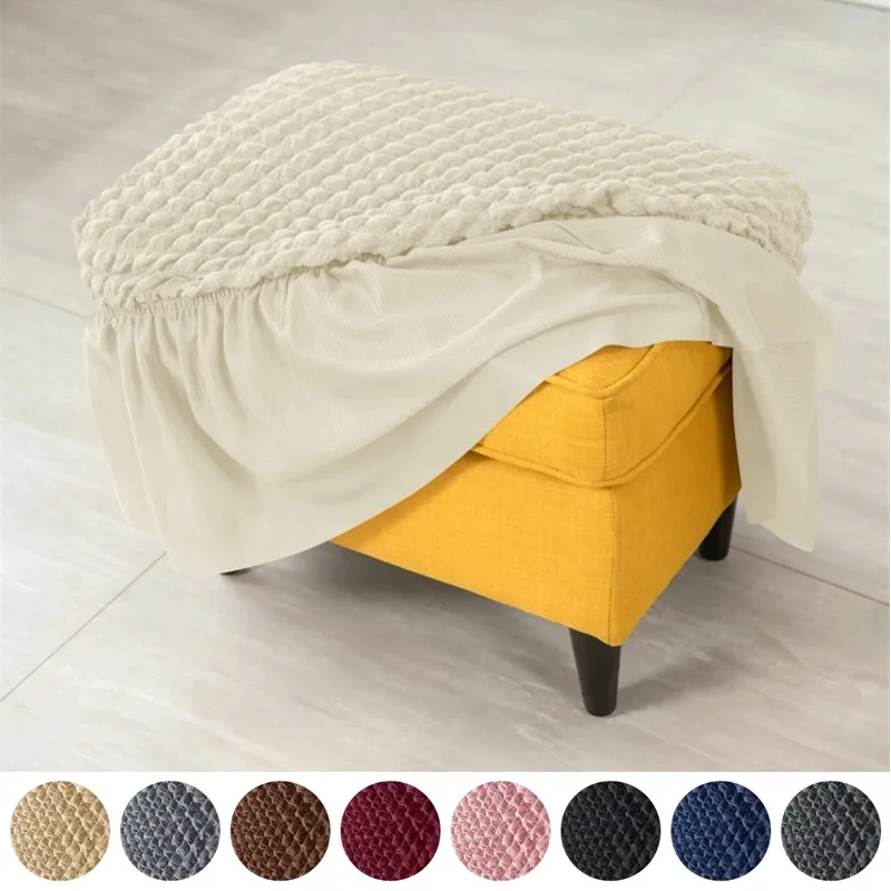 1 Stück Bubble-Stoff Fußhocker-Bezug, Dehnbarer Ottoman-Hocker-Überzug, Schmutzabweisender Rutschfester Fußstützen-Überzug für Wohnzimmer und Schlafzimmer