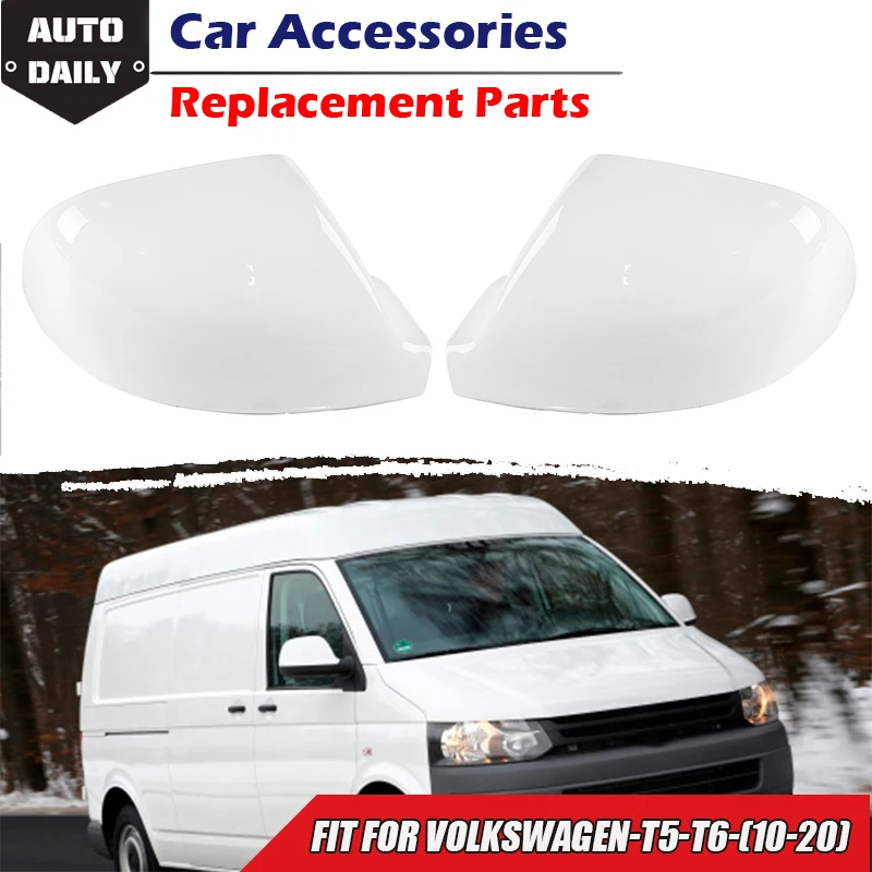 

Rearview Mirror Cover Side Wing Mirror Cap Glossy White Trim Fit For VW Volkswagen Transporter T5 T5.1 2010-2015 T6 2016-2019