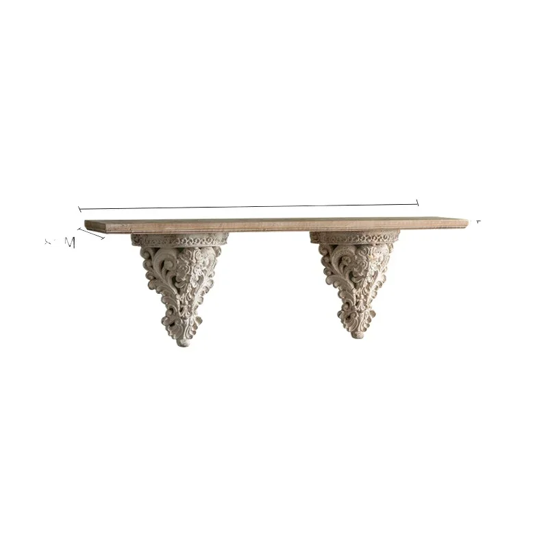 French sculpture figure white corridor shelf villa entrance table wall semi-round log old entrance table