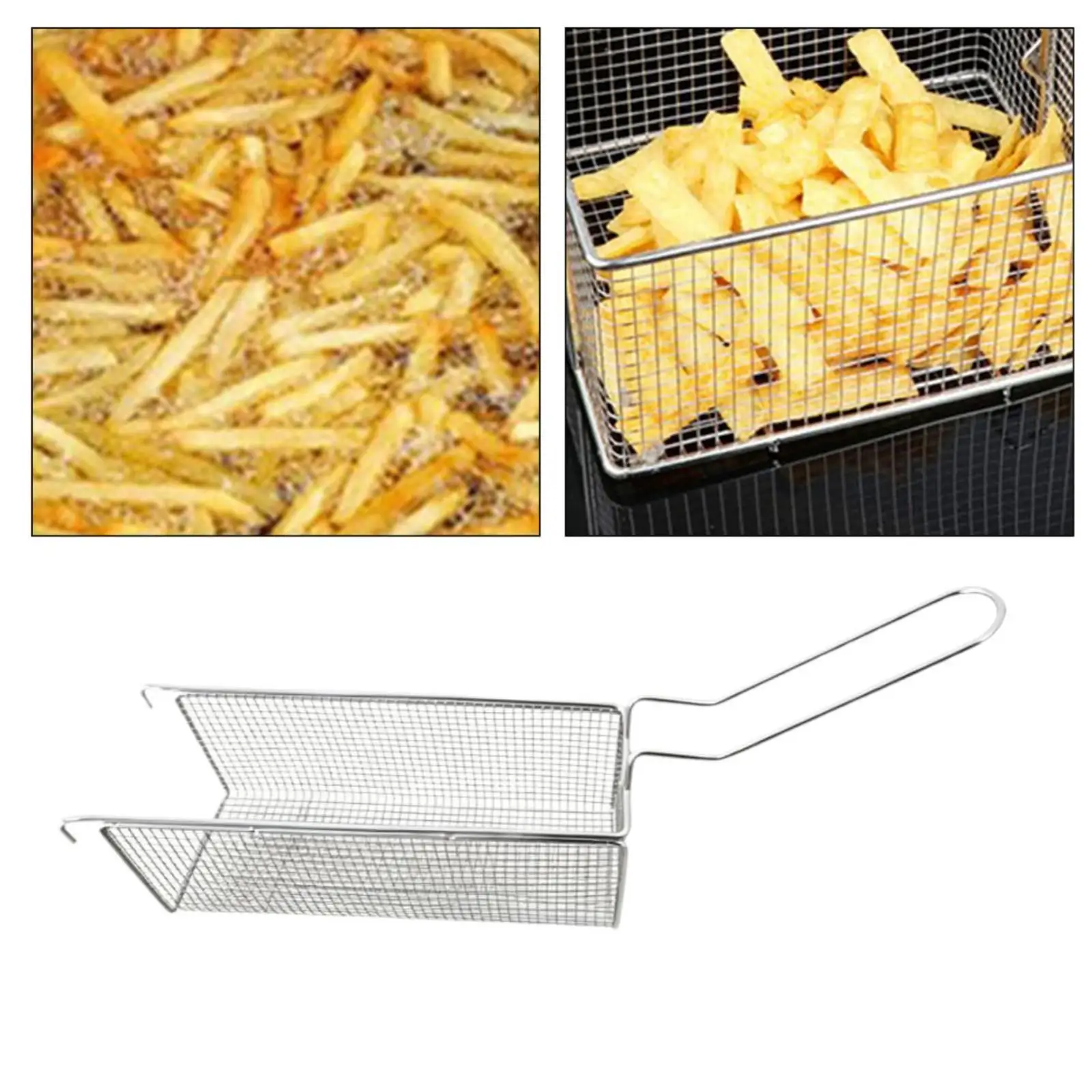 Stainless Steel Frying Basket with Handle, Versatile for Use with French Fries And Chicken in Restaurants And Catering.