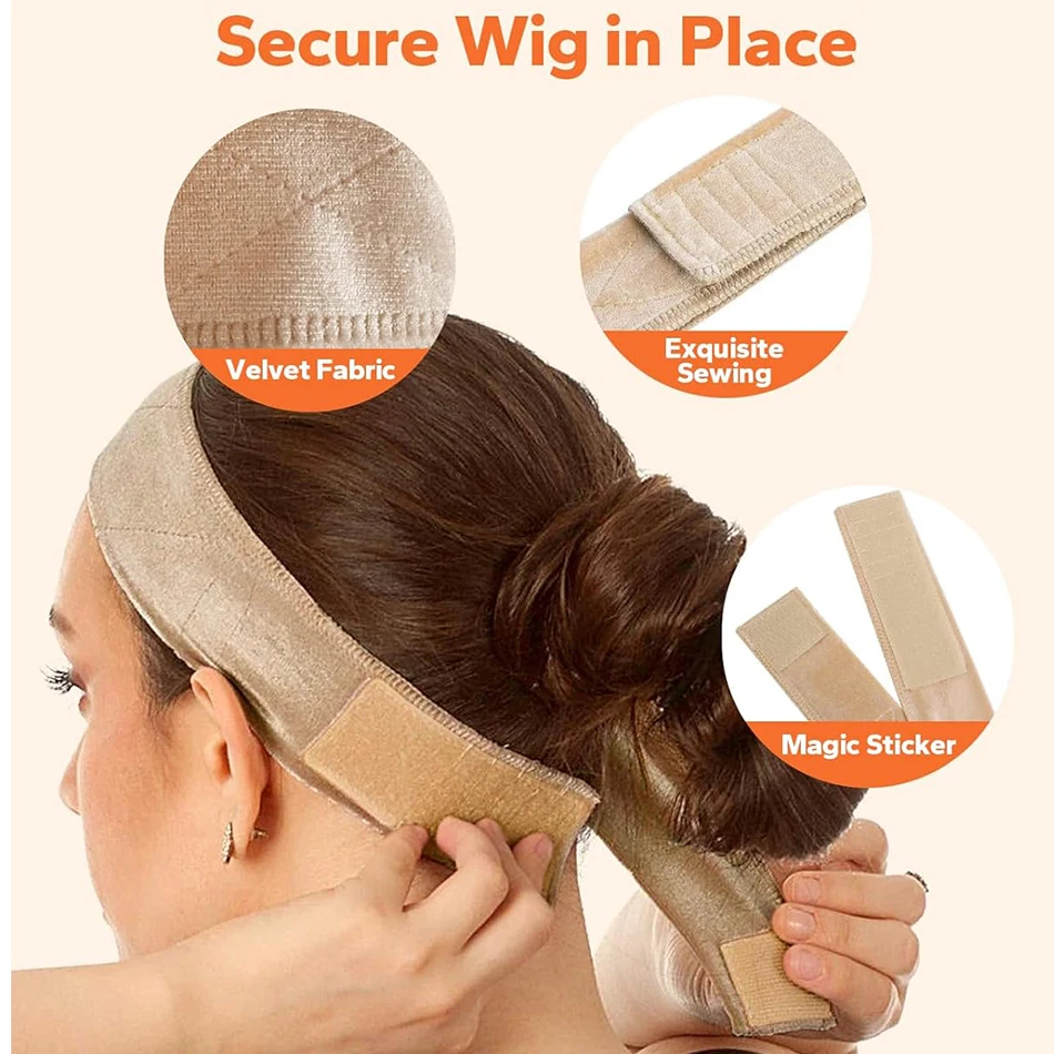 Diadema con empuñaduras de peluca de terciopelo, diademas con agarre ajustable para pelucas frontales de encaje, empuñaduras de peluca de terciopelo suave antideslizantes, diadema para sujetar la peluca