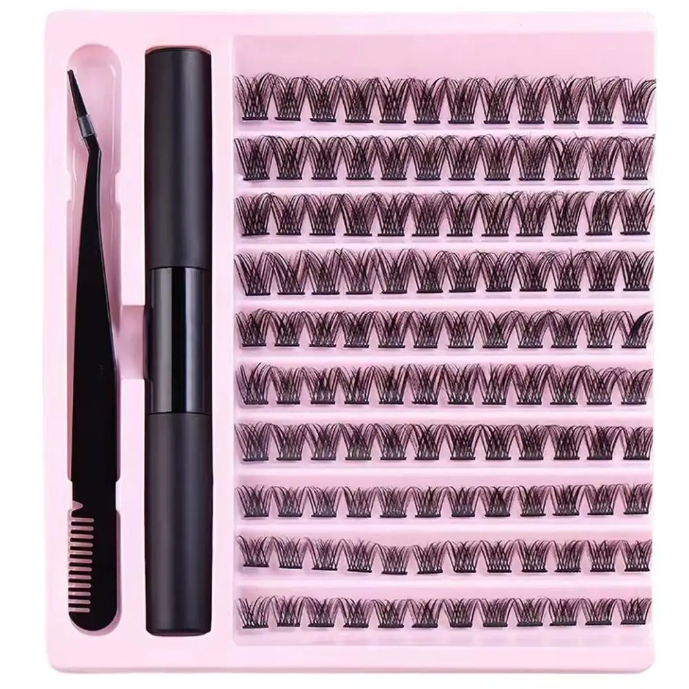 120 Cluster C-Curl Künstliche Wimpern 2-in-1 Set Natürliche Dichte Cluster-Wimpernverlängerungen Wiederverwendbare Beauty-Make-up-Tools