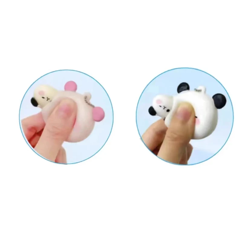 Creative Unique Soft Adhesive Kawaii Panda Decompression Squeeze Toy Keychain Collection Crafts Girl Gift Decoration Pendant - view 2