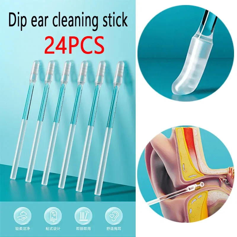 24/48 PCS Silicone EarWax Remover Sticky Ear Pick Not Hurt Ear Digging Spoon Ear Digging Earwax Remover For Older Adults Kids