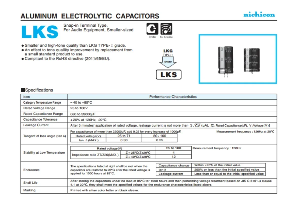 AMSS 1PCS 75V10000UF 30X60 Nichicon 10000UF 75V 30*60 dedicated to KS Audio Fever Through Hole Aluminum Electrolytic Capacitor