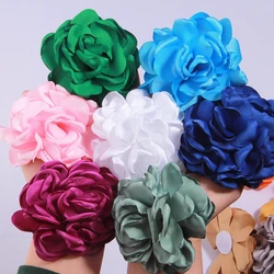 5Pcs 8CM Large Satin Fabric Artificial Rose Flowers For Hats Dress Clothing Decoration DIY Brooches Hair Accessories